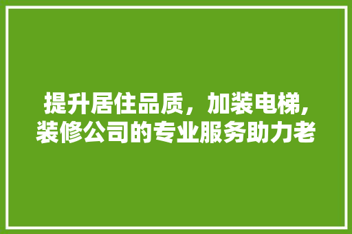 提升居住品质，加装电梯,装修公司的专业服务助力老旧小区焕新颜 软装设计