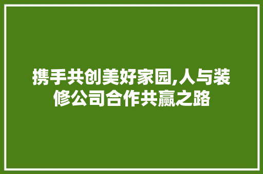 携手共创美好家园,人与装修公司合作共赢之路 软装设计