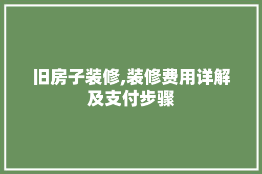 旧房子装修,装修费用详解及支付步骤 木雕艺术