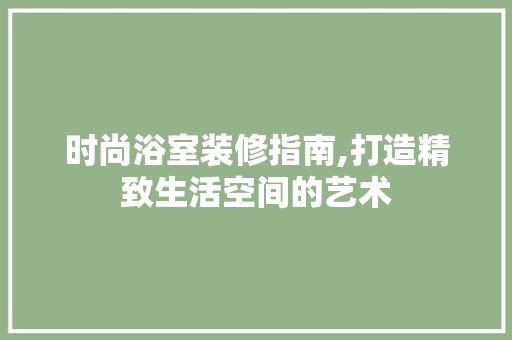 时尚浴室装修指南,打造精致生活空间的艺术 客厅装修