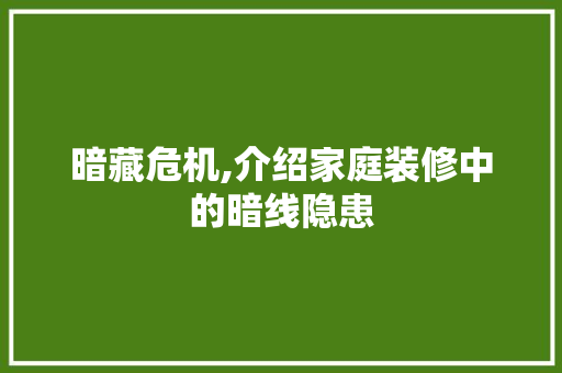 暗藏危机,介绍家庭装修中的暗线隐患 客厅装修