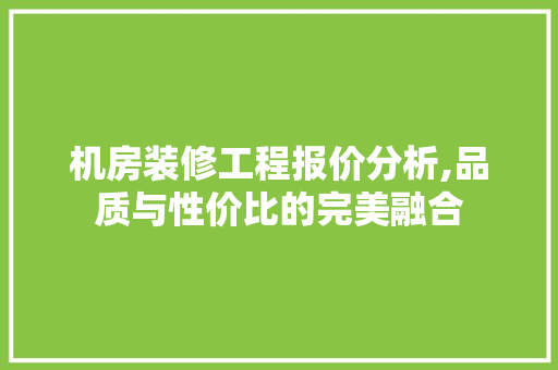 机房装修工程报价分析,品质与性价比的完美融合 木雕艺术