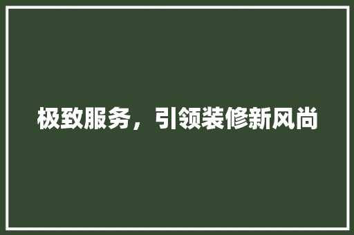 极致服务，引领装修新风尚