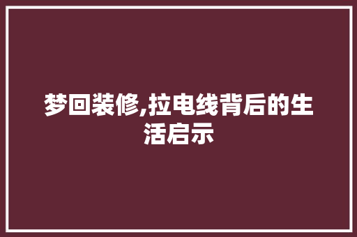 梦回装修,拉电线背后的生活启示 地板材料