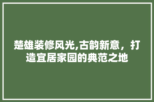 楚雄装修风光,古韵新意，打造宜居家园的典范之地 中式风格装饰