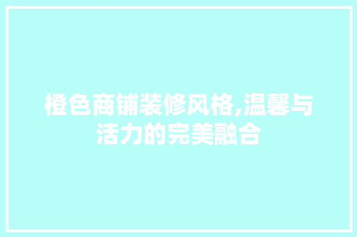 橙色商铺装修风格,温馨与活力的完美融合