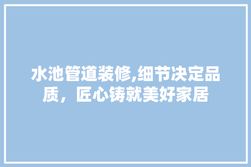 水池管道装修,细节决定品质，匠心铸就美好家居