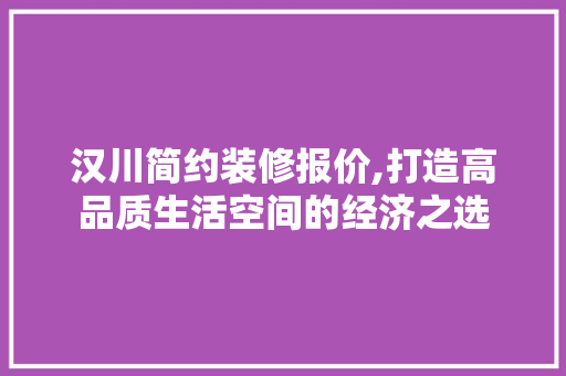汉川简约装修报价,打造高品质生活空间的经济之选 软装设计