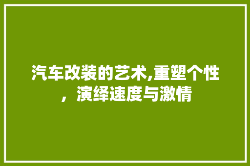 汽车改装的艺术,重塑个性，演绎速度与激情 室内设计