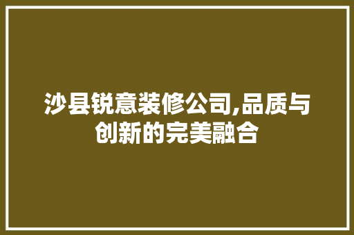 沙县锐意装修公司,品质与创新的完美融合