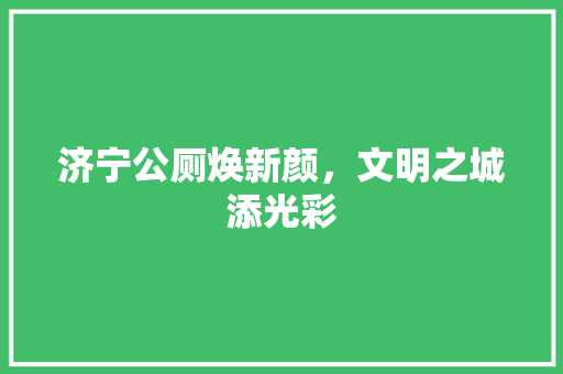 济宁公厕焕新颜，文明之城添光彩