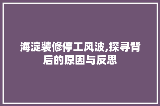 海淀装修停工风波,探寻背后的原因与反思 软装设计