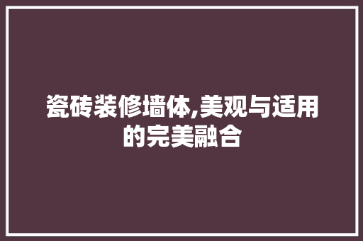 瓷砖装修墙体,美观与适用的完美融合 软装设计