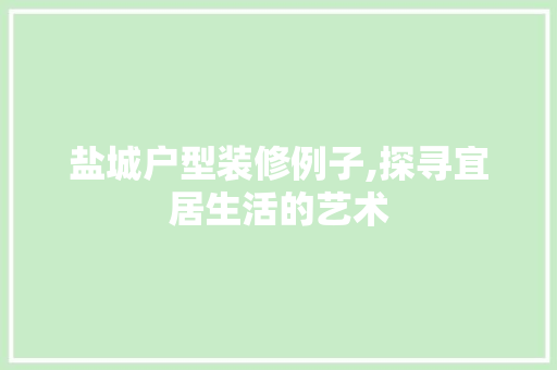 盐城户型装修例子,探寻宜居生活的艺术 中式风格装饰