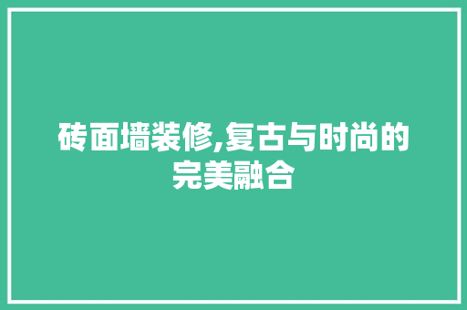 砖面墙装修,复古与时尚的完美融合 家居装修