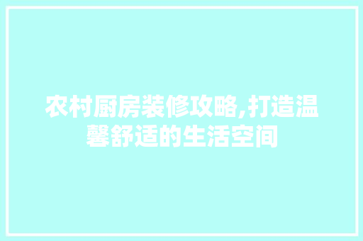 农村厨房装修攻略,打造温馨舒适的生活空间 中式风格装饰