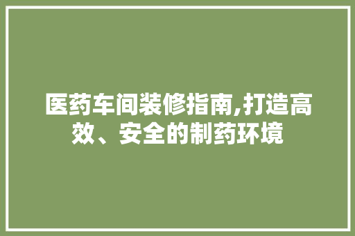 医药车间装修指南,打造高效、安全的制药环境 地板材料