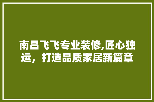 南昌飞飞专业装修,匠心独运，打造品质家居新篇章 卧室装修