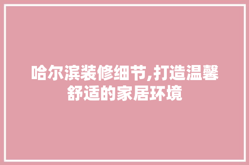 哈尔滨装修细节,打造温馨舒适的家居环境 软装设计