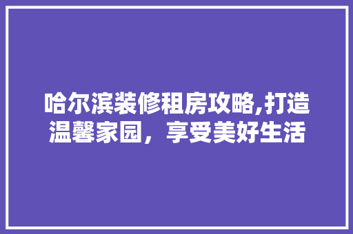 哈尔滨装修租房攻略,打造温馨家园，享受美好生活 现代风格装饰