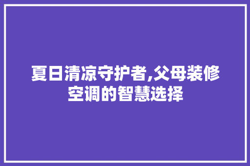 夏日清凉守护者,父母装修空调的智慧选择 现代风格装饰