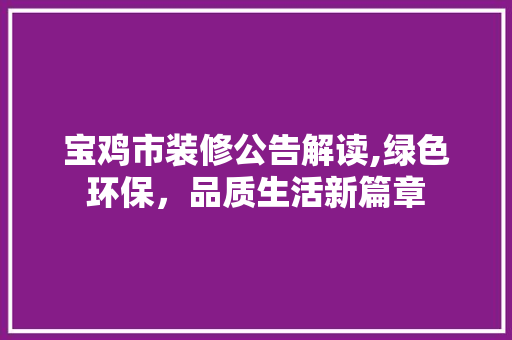 宝鸡市装修公告解读,绿色环保，品质生活新篇章 现代风格装饰