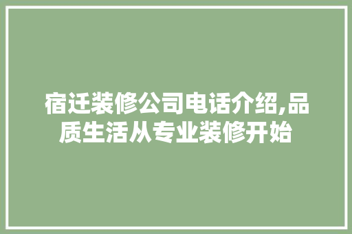 宿迁装修公司电话介绍,品质生活从专业装修开始 软装设计