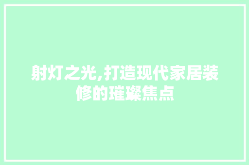 射灯之光,打造现代家居装修的璀璨焦点 地板材料