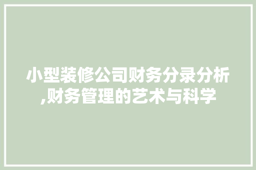 小型装修公司财务分录分析,财务管理的艺术与科学