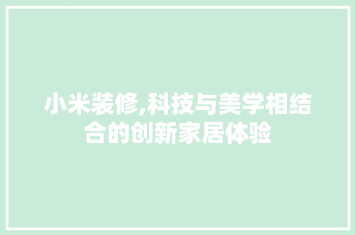 小米装修,科技与美学相结合的创新家居体验 室内设计