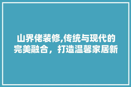 山界佬装修,传统与现代的完美融合，打造温馨家居新风尚 现代风格装饰
