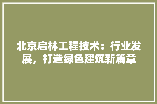 北京启林工程技术：行业发展，打造绿色建筑新篇章