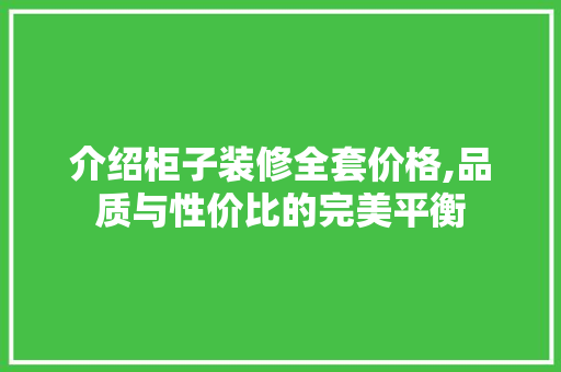 介绍柜子装修全套价格,品质与性价比的完美平衡 软装设计