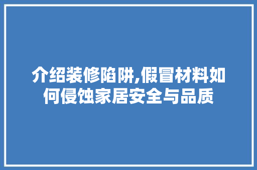 介绍装修陷阱,假冒材料如何侵蚀家居安全与品质 现代风格装饰