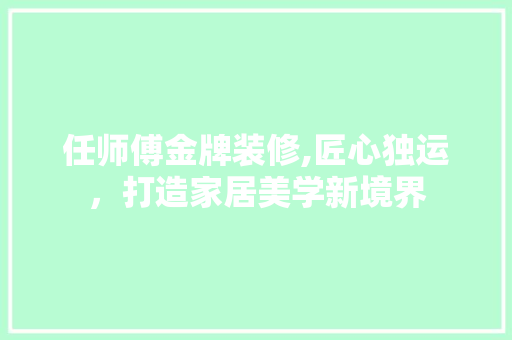 任师傅金牌装修,匠心独运，打造家居美学新境界 中式风格装饰