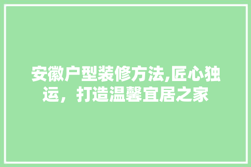 安徽户型装修方法,匠心独运，打造温馨宜居之家 地板材料