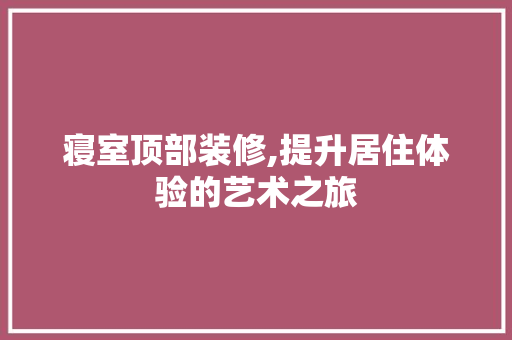 寝室顶部装修,提升居住体验的艺术之旅 客厅装修
