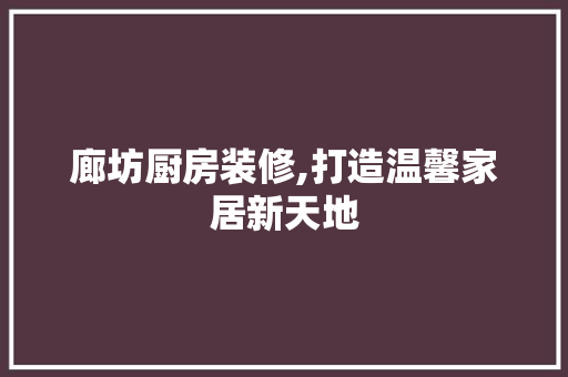 廊坊厨房装修,打造温馨家居新天地 家居装修