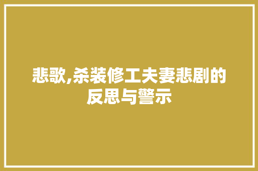 悲歌,杀装修工夫妻悲剧的反思与警示