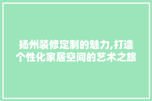 扬州装修定制的魅力,打造个性化家居空间的艺术之旅 客厅装修