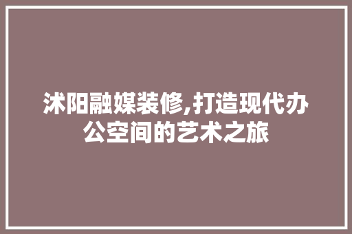 沭阳融媒装修,打造现代办公空间的艺术之旅 现代风格装饰