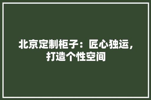 北京定制柜子：匠心独运，打造个性空间 家居装修