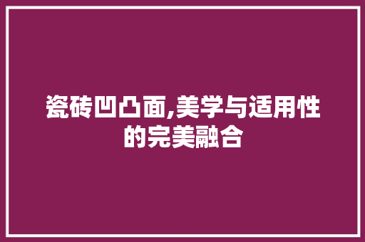 瓷砖凹凸面,美学与适用性的完美融合 家居装修