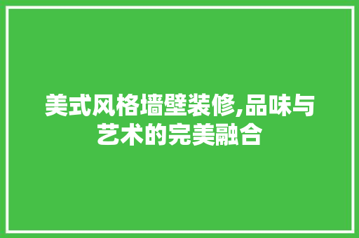 美式风格墙壁装修,品味与艺术的完美融合 室内设计