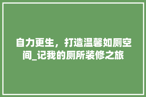 自力更生，打造温馨如厕空间_记我的厕所装修之旅 家居装修