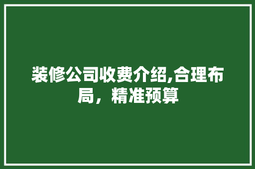 装修公司收费介绍,合理布局，精准预算
