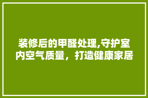 装修后的甲醛处理,守护室内空气质量，打造健康家居环境