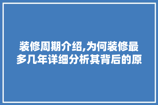装修周期介绍,为何装修最多几年详细分析其背后的原因 现代风格装饰