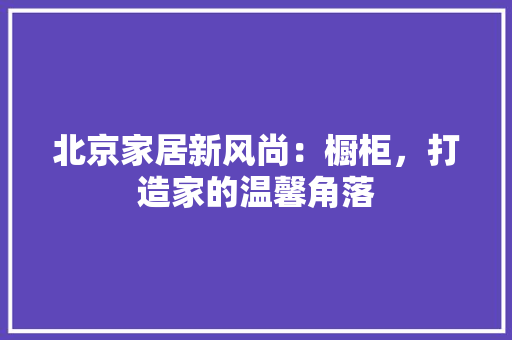 北京家居新风尚：橱柜，打造家的温馨角落 家居装修