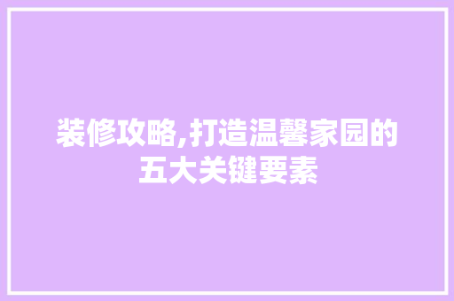装修攻略,打造温馨家园的五大关键要素 室内设计